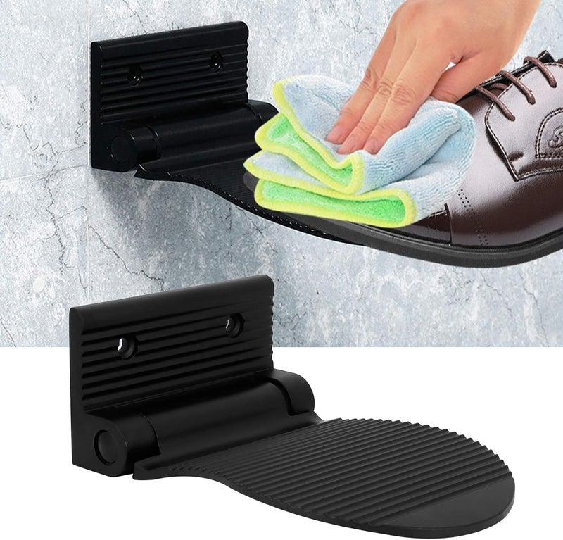 Zopsc Wall Mount Foot Rest, Non Slip Foot Pedal for Shower Bathroom, Space Aluminum Rest for Hallway Entryway, Sturdy for Home (Black) - Image 3