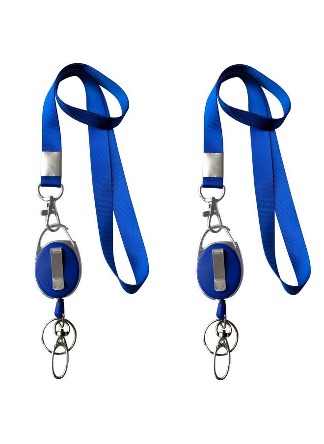 HoAoOo - Retractable Badge Reel With Claw Clasp And Clip For Id Card Holders (Blue) - Image 1