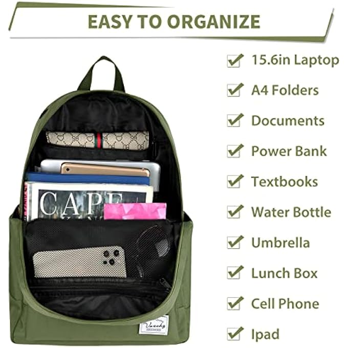 rayihni Backpack for Mens Women Lightweight Casual Classic Water resistant Unisex Backpack fits 15 inch Laptop for Travel Business - Image 3