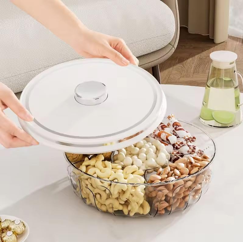 Crobat صندوق تخزين التوابل والوجبات الخفيفة 5 أقسام من كروبات أنيق مع تصميم ضغط للإغلاق ومقاوم للرطوبة، حاوية بلاستيكية قابلة لإعادة الاستخدام لتنظيم المطبخ - Image 2