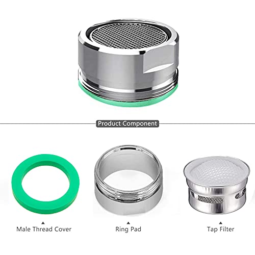 BOETOADG 4PCS Faucet Aerator, 2 Packs of Aerator Filter Replacement Parts, With Brass Housing 15/16 Inch 24mm External Thread Aerator Faucet Filter, With Gasket, For Kitchen and Bathroom - Image 4
