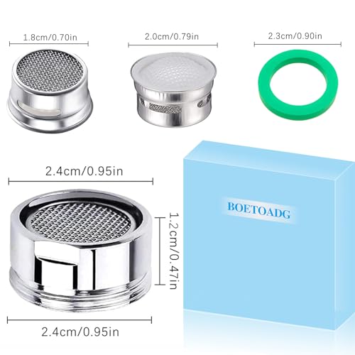 BOETOADG 4PCS Faucet Aerator, 2 Packs of Aerator Filter Replacement Parts, With Brass Housing 15/16 Inch 24mm External Thread Aerator Faucet Filter, With Gasket, For Kitchen and Bathroom - Image 2