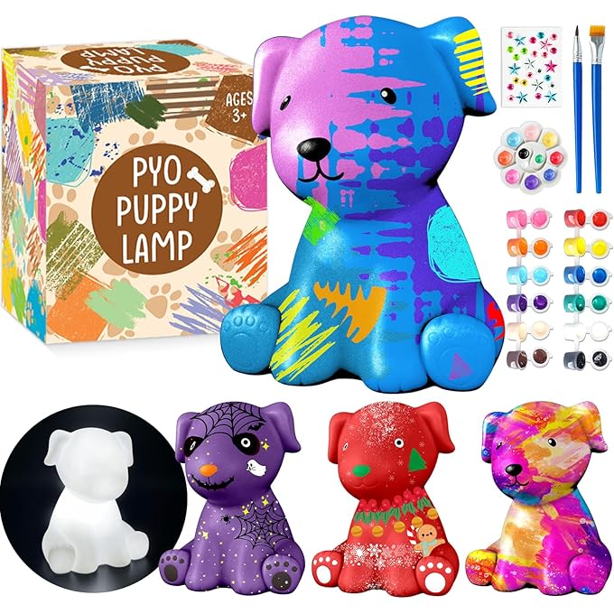 قم بطلاء مجموعة مصباح الخاصة بك ، DIY Dog Art Craft ضوء الليل ، طقم الرسم للفتيات الأولاد الذين تتراوح أعمارهم بين 4 و 5 و 6 7 8+ ، الفنون والحرف اليدوية للأطفال الذين تتراوح أعمارهم بين 8 و 12 عاما ، هدية إبداعية لهدايا عيد ميلاد ، حفلة