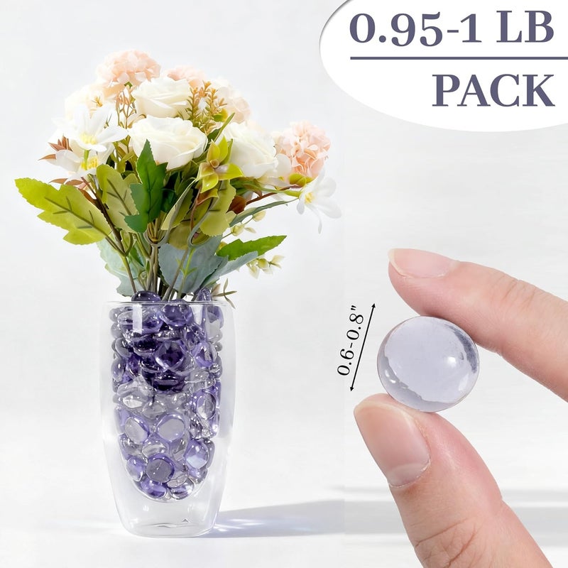 Foncomy Purple Flat Glass Marbles, 0.97 lb Transparent Vase Filler Pebbles Gems, Decorative Glass Beads for Vases, Crafts, Floral, Mancala Stones, Aquarium Rocks for Fish Tank, Approx.0.6"-0.8" - Image 2