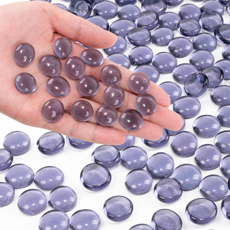 Foncomy Purple Flat Glass Marbles, 0.97 lb Transparent Vase Filler Pebbles Gems, Decorative Glass Beads for Vases, Crafts, Floral, Mancala Stones, Aquarium Rocks for Fish Tank, Approx.0.6"-0.8" - Image 1