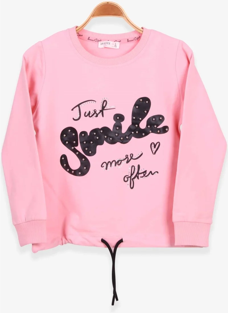 Breeze Girl's Sweatshirt Powder with Pearls and Stones Tied Waist (6-12 Ages)