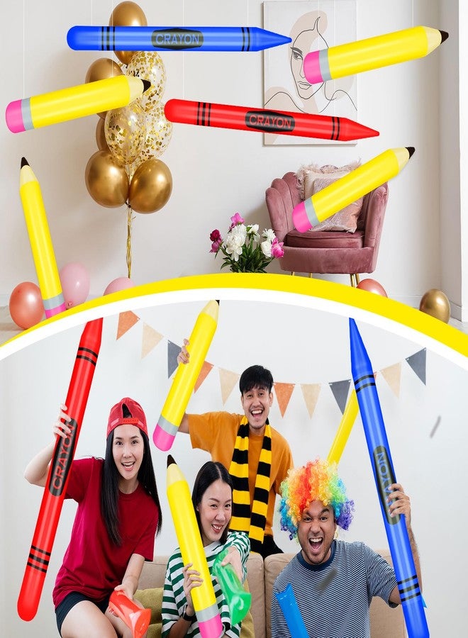 Demonwer 4 Pcs Giant Inflatable Crayon Pencil Balloons Set Back to School Pencils Crayon Balloon Blow Up Pencil Prop Kit for Back to School Classroom Events and Birthday Party Decorations - Image 5
