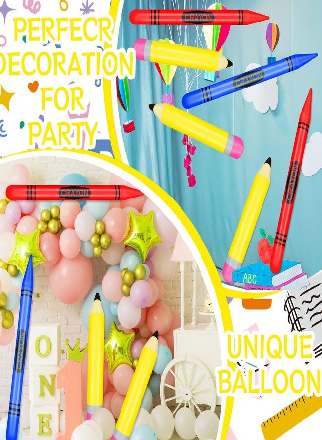 Demonwer 4 Pcs Giant Inflatable Crayon Pencil Balloons Set Back to School Pencils Crayon Balloon Blow Up Pencil Prop Kit for Back to School Classroom Events and Birthday Party Decorations - Image 4