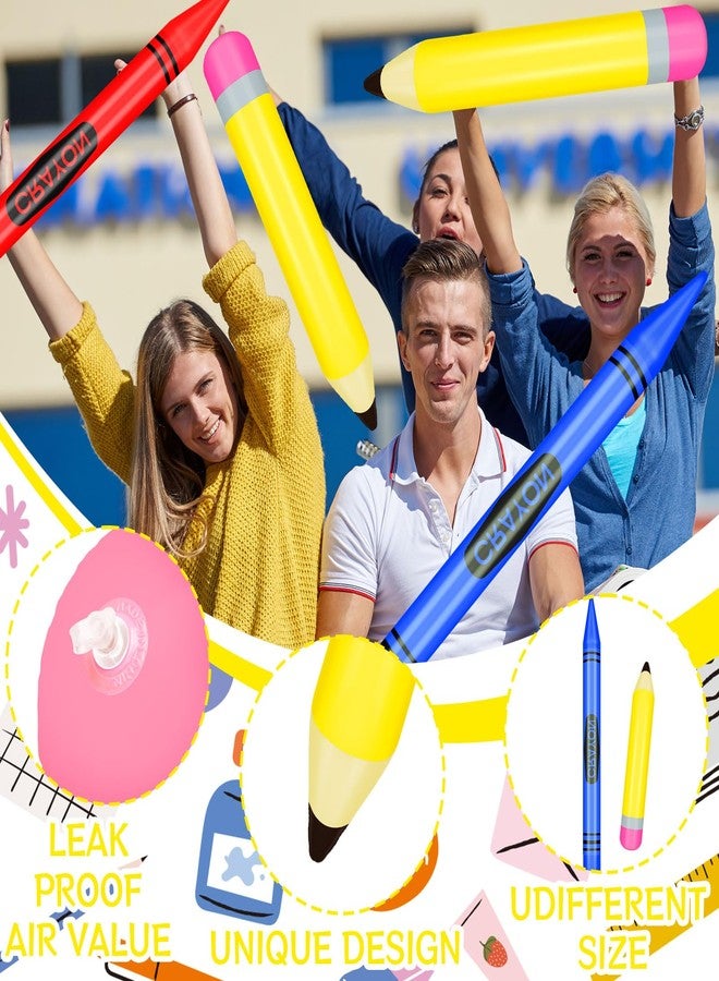 Demonwer 4 Pcs Giant Inflatable Crayon Pencil Balloons Set Back to School Pencils Crayon Balloon Blow Up Pencil Prop Kit for Back to School Classroom Events and Birthday Party Decorations - Image 3