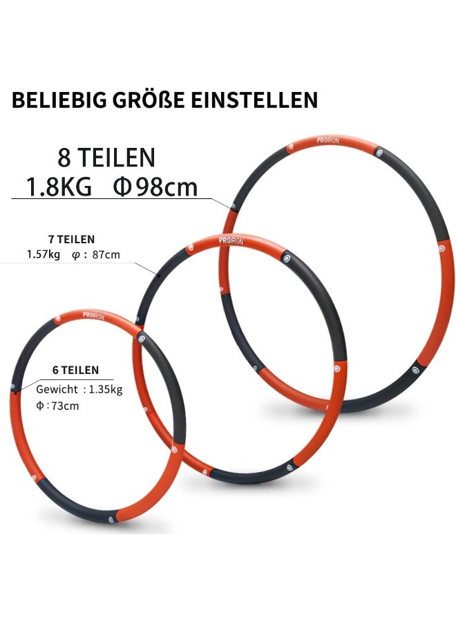 PROIRON PROIRON Weighted Hula Hoop 1.2kg/1.8kg, Fitness Hula Hoops for Adults, Foam Padded Exercise Hula Hoop Detachable 73-98cm  - Image 2