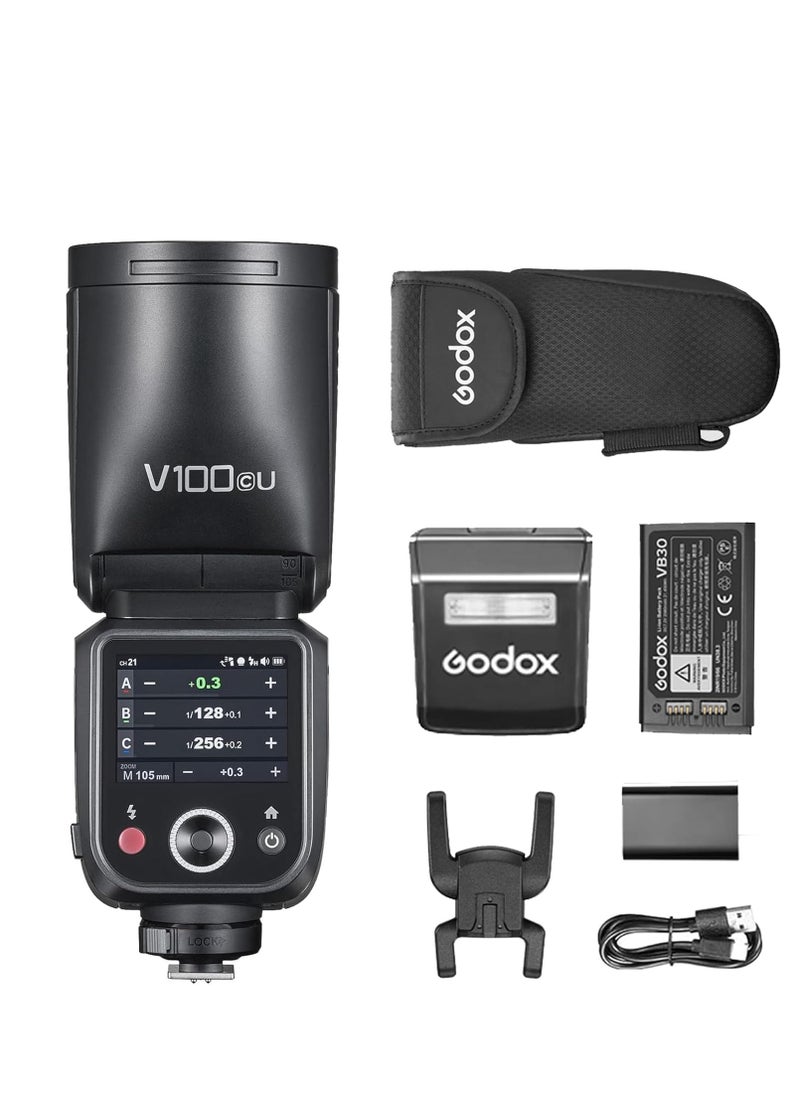 Godox Godox V100-C Flash for Canon Camera,Round Head Camera Flash Speedlite,TTL Touch Screen 2.4G Wireless X System for Canon  - Image 1