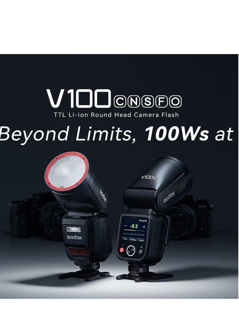 Godox Godox V100-C Flash for Canon Camera,Round Head Camera Flash Speedlite,TTL Touch Screen 2.4G Wireless X System for Canon  - Image 2
