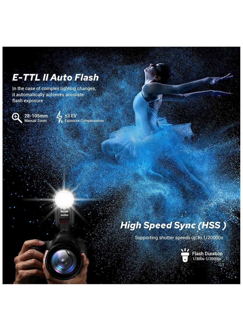 Godox Godox V100-C Flash for Canon Camera,Round Head Camera Flash Speedlite,TTL Touch Screen 2.4G Wireless X System for Canon - Image 5