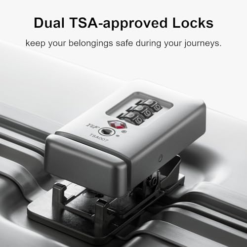 LEVEL8 جزر غيبيرالتار حقيبة سفر محمولة، 20 بوصة حقائب بدون سحاب معتمدة من شركات الطيران، حقيبة صلبة مع قفل TSA وعجلات دوارة، فضي - Image 5