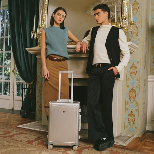 LEVEL8 جزر غيبيرالتار حقيبة سفر محمولة، 20 بوصة حقائب بدون سحاب معتمدة من شركات الطيران، حقيبة صلبة مع قفل TSA وعجلات دوارة، فضي - Image 2