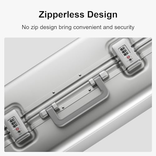 LEVEL8 جزر غيبيرالتار حقيبة سفر محمولة، 20 بوصة حقائب بدون سحاب معتمدة من شركات الطيران، حقيبة صلبة مع قفل TSA وعجلات دوارة، فضي - Image 4