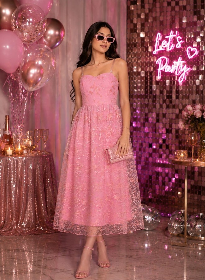 MARGOUN Large Size Women's Elegant Luxury Pure Pink Lace Tulle Long Sleeve One Shoulder Wedding Dress Bride Gown Full Sleeve A-Line Wedding Dress/SC8801