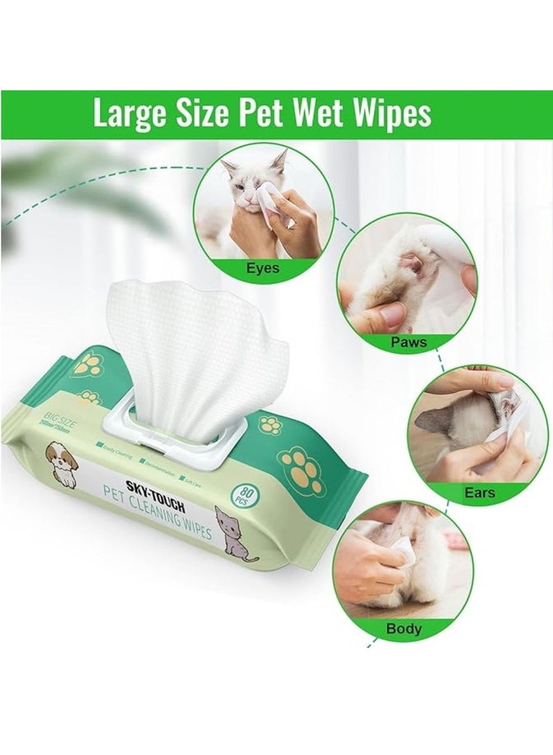 SKY-TOUCH 3pack Dog Wipes 240pcs, Large Pet Grooming Wipes for Dogs & Cats, for full body, eye wipes, ear wipes, Paws Unscented - Image 2