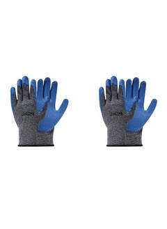 LAWAZIM Gloves - 2 Pairs, 90g, Blue - Rubber Palm-Coated Work Gloves with Wrist Protection, Breathable Seamless Knit Cotton Fabric - Ideal for Construction, Mechanics, Warehouse, Industrial, Gardening  - Image 1