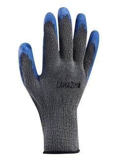 LAWAZIM Gloves - 2 Pairs, 90g, Blue - Rubber Palm-Coated Work Gloves with Wrist Protection, Breathable Seamless Knit Cotton Fabric - Ideal for Construction, Mechanics, Warehouse, Industrial, Gardening  - Image 3