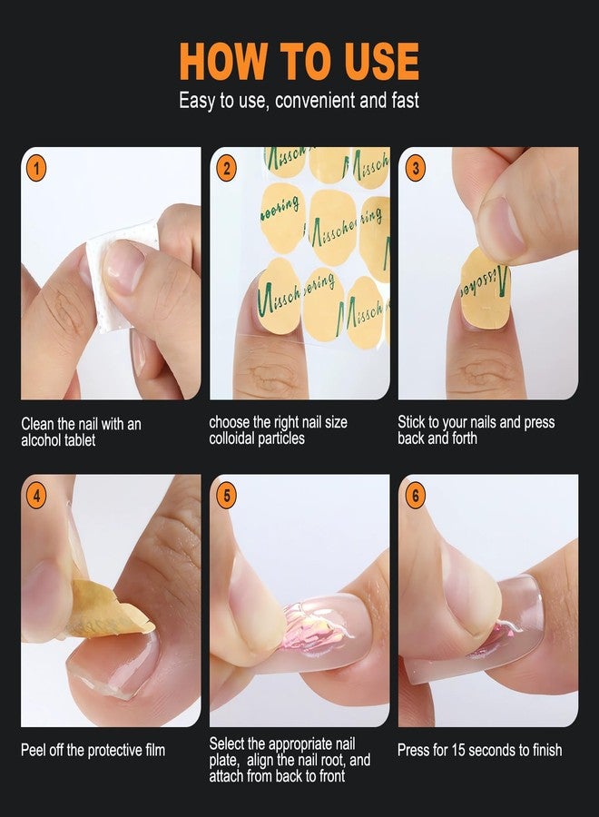 TENOC Press on Nails Sticky Tabs Nail Glue Sticker, Waterproof Gel Glue Stickers Breathable Jelly Double-Sided Adhesive Tapes, 5 Sheets (120pcs) - Image 2