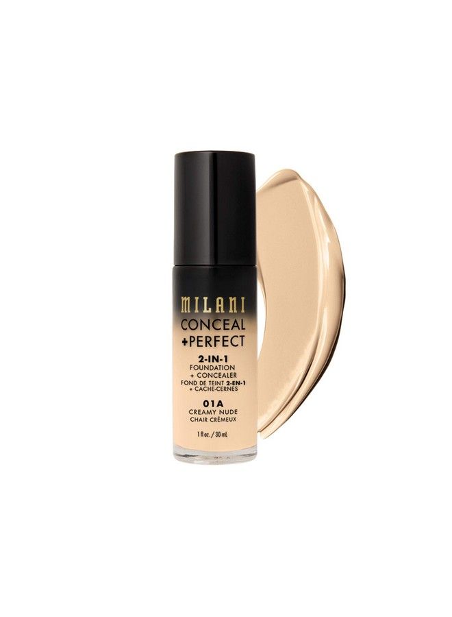 MILANI Conceal + Perfect 2In1 Foundation + Concealer  Creamy Nude (1 Fl Oz) Crueltyfree Liquid Foundation  Cover Undereye Circles Blemishes & Skin Discoloration For A Flawless Complexion - Image 1