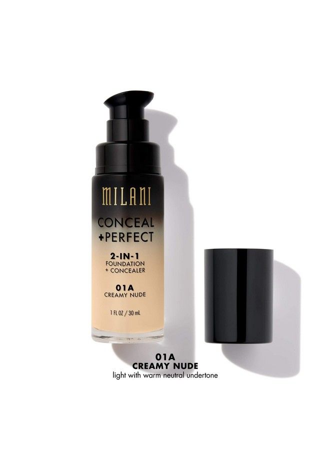 MILANI Conceal + Perfect 2In1 Foundation + Concealer  Creamy Nude (1 Fl Oz) Crueltyfree Liquid Foundation  Cover Undereye Circles Blemishes & Skin Discoloration For A Flawless Complexion - Image 3