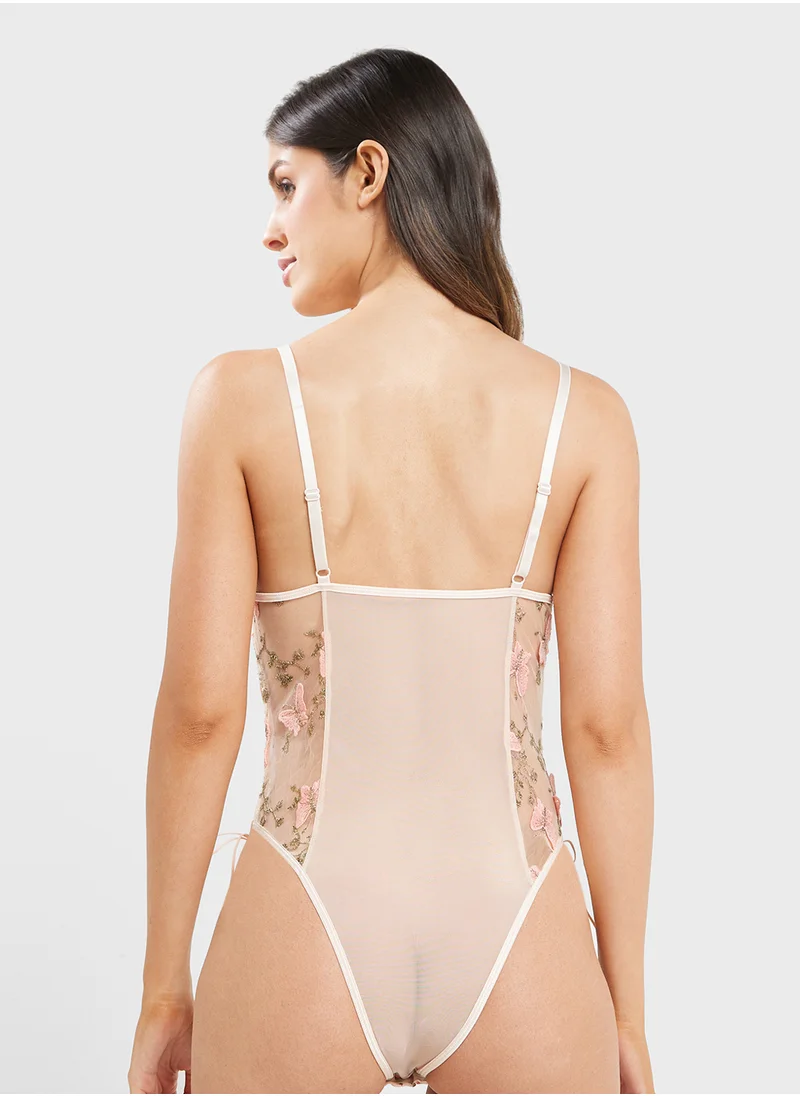 ايلا Floral Sheer Bodysuit