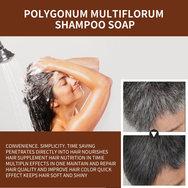 Nourishing Shampoo 1Pc: Naturally Darkens Hair Reduces Hair Loss - Repairs Damaged Hair Hydrates Adds Shine - Multi-Functional Soap for Dark Hair Care & Scalp Relief - Image 2