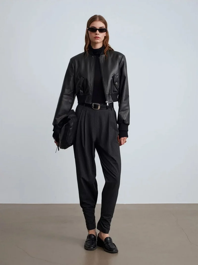ديلفين Dilvin Women's High-Waist Tailored Crepe Trousers