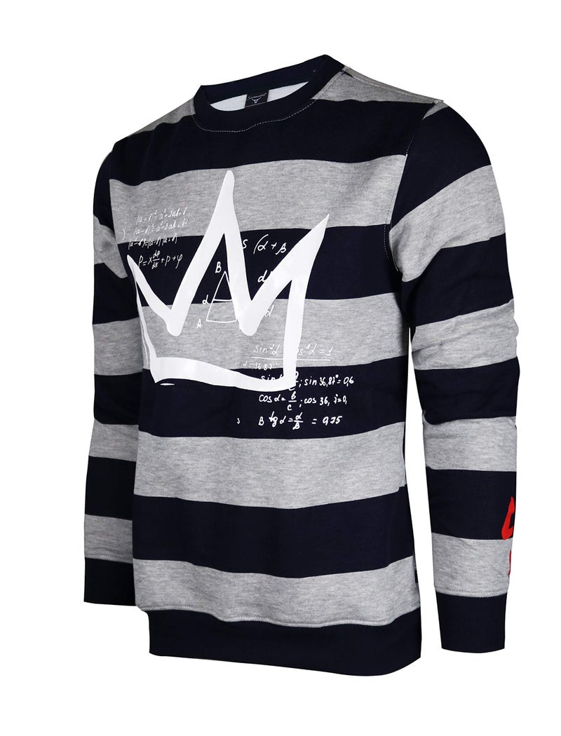 SCREENSHOT Mens Premium Crew Neck Fleece Streetwear Graphic Sweatshirt SIGNATURE F11963-H.G/STRIPE-Medium - Image 1