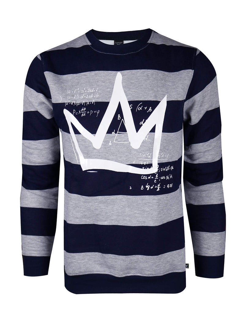 SCREENSHOT Mens Premium Crew Neck Fleece Streetwear Graphic Sweatshirt SIGNATURE F11963-H.G/STRIPE-Medium - Image 4