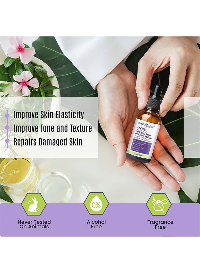 dermaxgen ديرماكسجن ليفت آند فيرم - سيروم ببتيد 20%، سيروم ماتيكسيل 3000 - سيروم ثلاثي قوي عضوي نقي/مضاد للشيخوخة، سيروم تجاعيد الوجه - 1 أونصة سائلة - Image 5