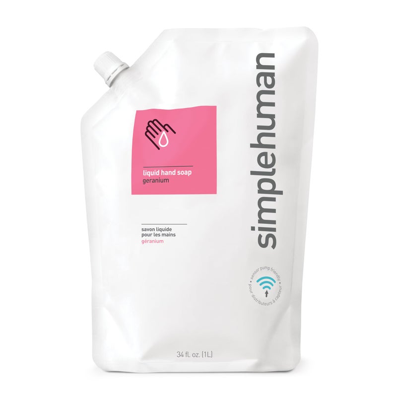 simplehuman Geranium Moisturizing Liquid Hand Soap Refill Pouch, 34 Fl. Oz - Image 1
