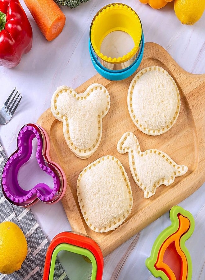 HASTHIP 22Pcs Kid Sandwich Cutter and Sealer Set with Cute Vegetable Cutter Molds, Cartoon Kids Fruit Forks DIY Homemade Bread Sandwich Maker Molds - Image 2