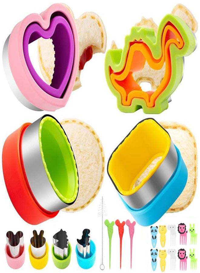 HASTHIP 22Pcs Kid Sandwich Cutter and Sealer Set with Cute Vegetable Cutter Molds, Cartoon Kids Fruit Forks DIY Homemade Bread Sandwich Maker Molds - Image 1