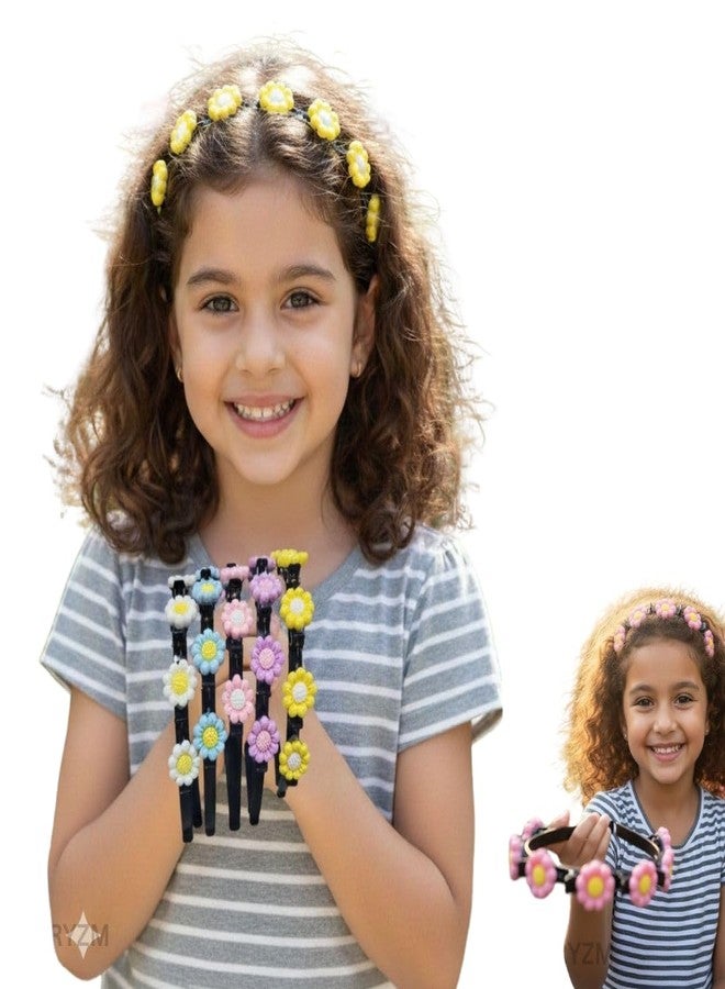 SIMAR ART Cute Daisy Flower Headbands for Girls - Pack of 2 Random Colors | Soft & Comfortable Floral Hair Bands | Non-Slip Hair Accessories for Kids, Parties & Gifts - Image 1