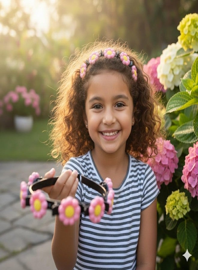 SIMAR ART Cute Daisy Flower Headbands for Girls - Pack of 2 Random Colors | Soft & Comfortable Floral Hair Bands | Non-Slip Hair Accessories for Kids, Parties & Gifts - Image 3