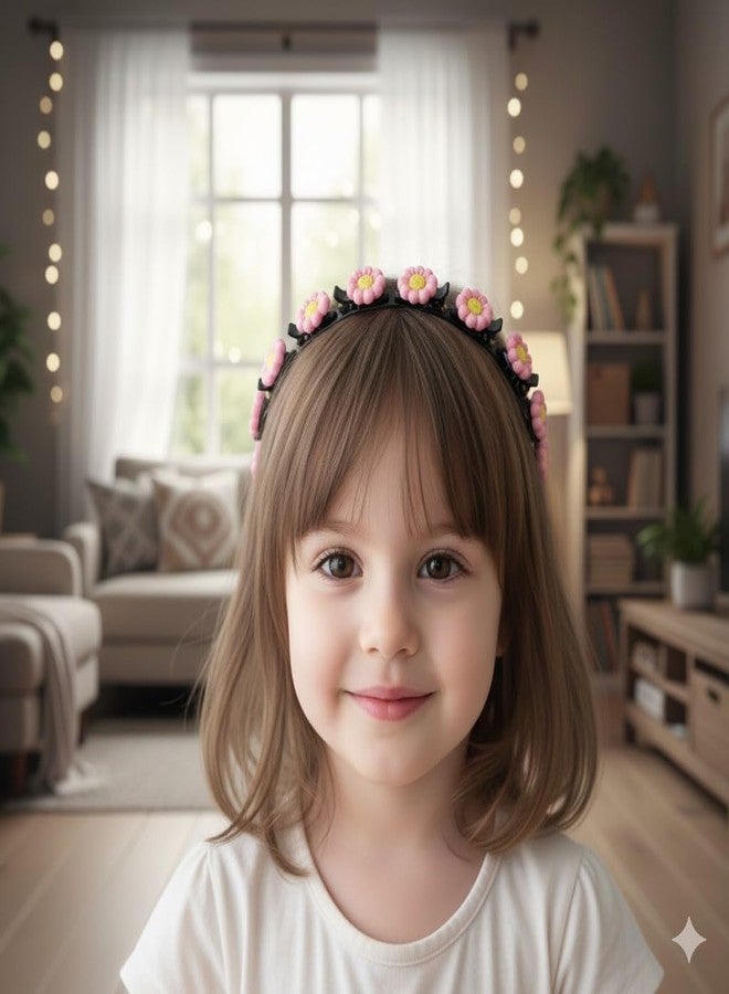 SIMAR ART Cute Daisy Flower Headbands for Girls - Pack of 2 Random Colors | Soft & Comfortable Floral Hair Bands | Non-Slip Hair Accessories for Kids, Parties & Gifts - Image 5