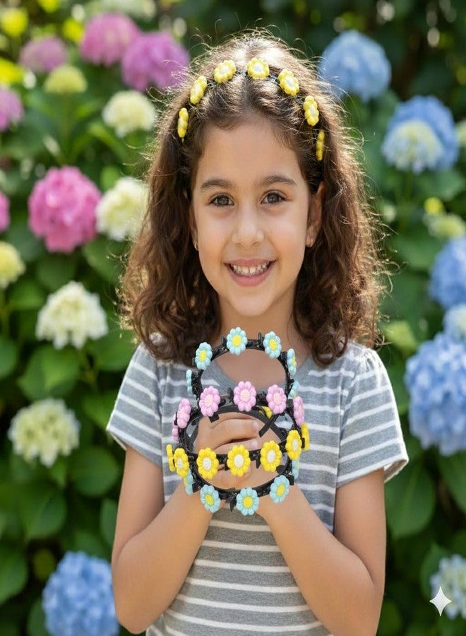 SIMAR ART Cute Daisy Flower Headbands for Girls - Pack of 2 Random Colors | Soft & Comfortable Floral Hair Bands | Non-Slip Hair Accessories for Kids, Parties & Gifts - Image 2