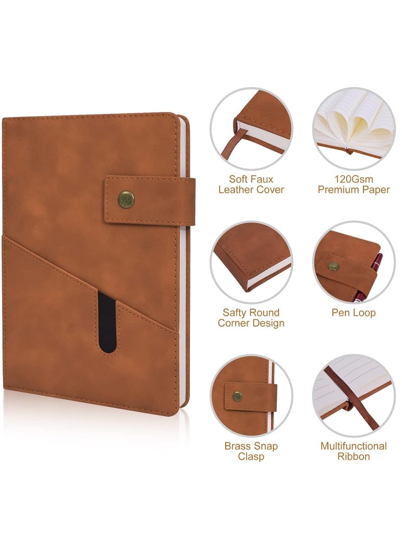 Brown Leather Journal Set with Pen in Gift Box, Personalized A5 Hardcover Notebook, 200 Lined s for School Travel Business Work Home Writing, Daily Diary with Thick Ruled Paper. - Image 2