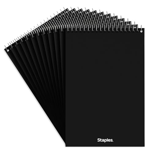 STAPLES Steno Notepads, 6 x 9 Inch, Gregg Ruled, Top Wire-Bound Notebooks, Cardstock Cover, 80-Sheets, 12-Pack, White Paper - Image 1
