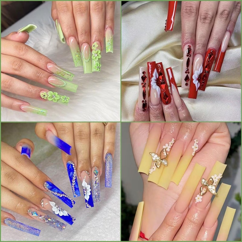 AITRAI 500 Pcs Square Nail Tips, AITRAI Long Nail Tips for Acrylic Nails Professional False Clear Acrylic Nail Kit with Glue, Adhesive Tabs Nail Clipper Files for Art DIY - Image 3