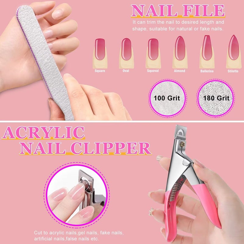 AITRAI 500 Pcs Square Nail Tips, AITRAI Long Nail Tips for Acrylic Nails Professional False Clear Acrylic Nail Kit with Glue, Adhesive Tabs Nail Clipper Files for Art DIY - Image 5