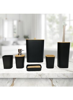 iBELL IBELL 6 Piece Square Bathroom Accessories Set – Includes Soap Dispenser, Toothbrush Holder, Soap Dish, Mouthwash Cup, Toilet Brush, and Toilet Brush Holder 