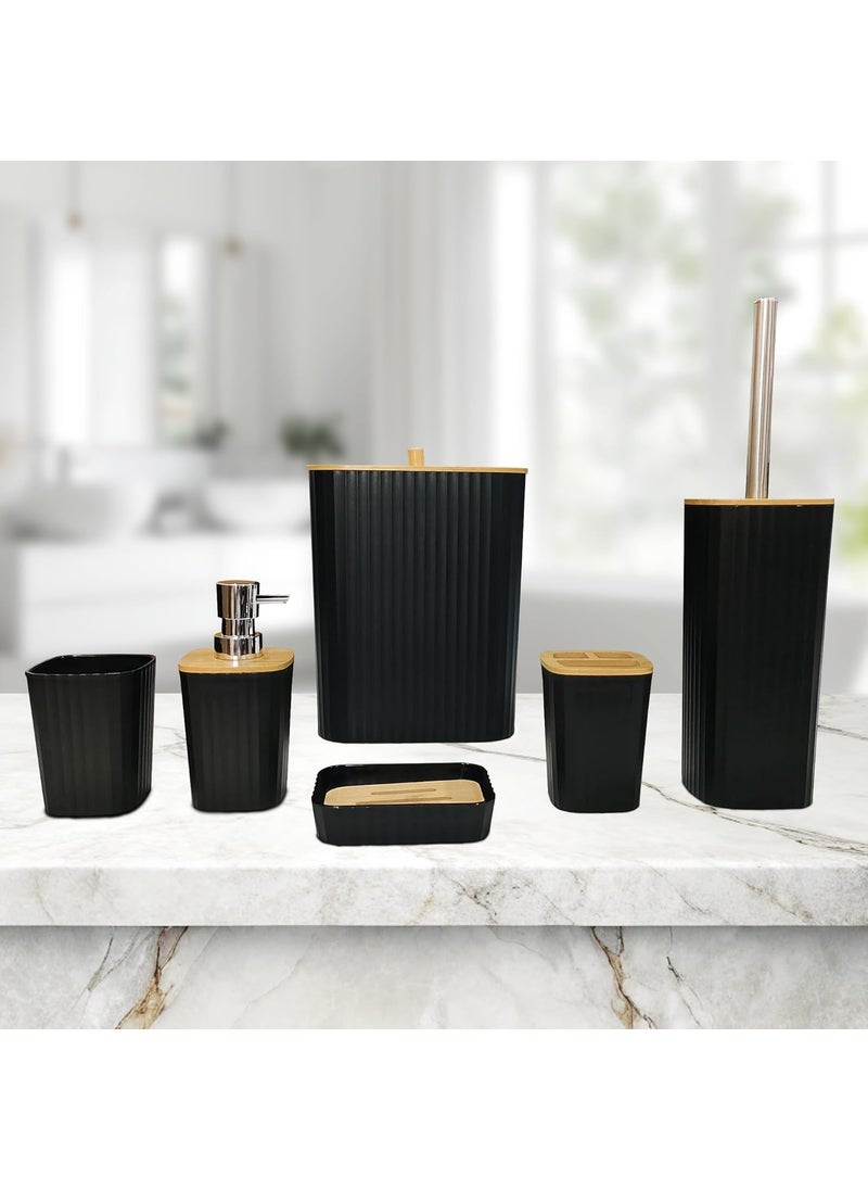 iBELL IBELL 6 Piece Square Bathroom Accessories Set – Includes Soap Dispenser, Toothbrush Holder, Soap Dish, Mouthwash Cup, Toilet Brush, and Toilet Brush Holder 