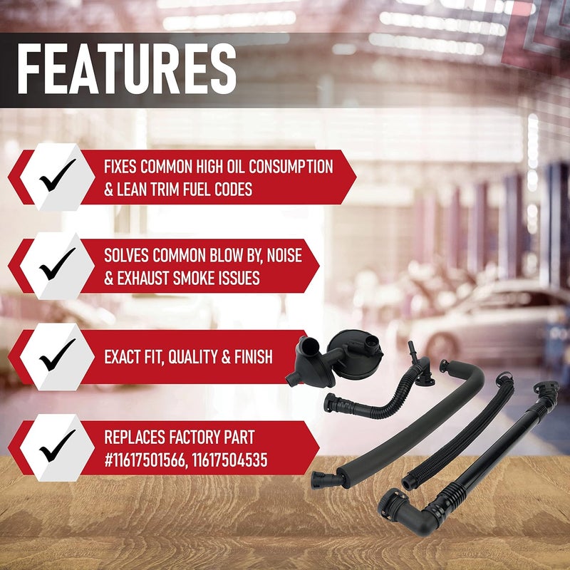 AA Ignition Crankcase Vent Valve Breather Hose Kit - 5 Piece Set for BMW E46, E39, E60 Models - Image 2