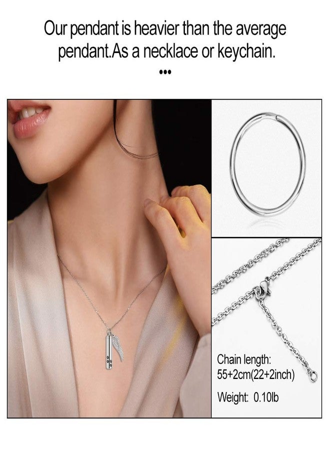 abooxiu Cylinder Cremation Necklace for Pet Ashes Urn Necklace with Angel Wing Pet Paw Ashes Necklace for Dog/Cat Pet Memorial Keepsake Jewelry - Image 5