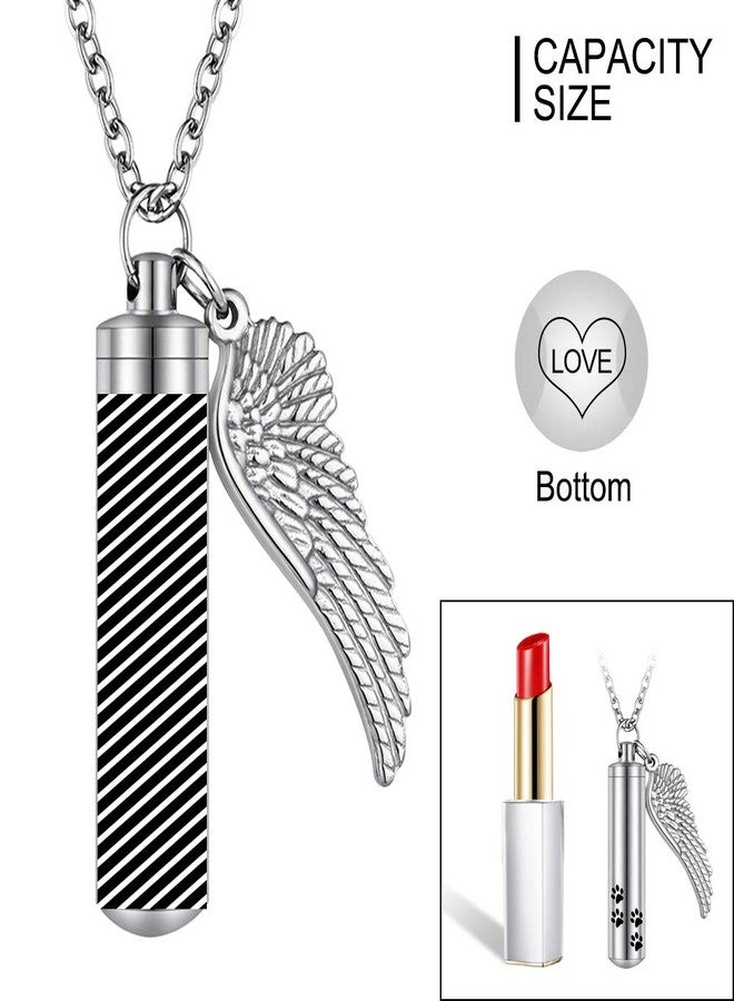 abooxiu Cylinder Cremation Necklace for Pet Ashes Urn Necklace with Angel Wing Pet Paw Ashes Necklace for Dog/Cat Pet Memorial Keepsake Jewelry - Image 3