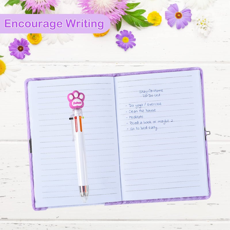 PJDRLLC Diary for Girls with Lock and Keys, Kids Journal Travel Notebook for Writing, Cute Secret Diary with Multicolored Pen, Stickers, Bracelet, Practical Gift for Birthday, Easter (A Cute Cat) - Image 3